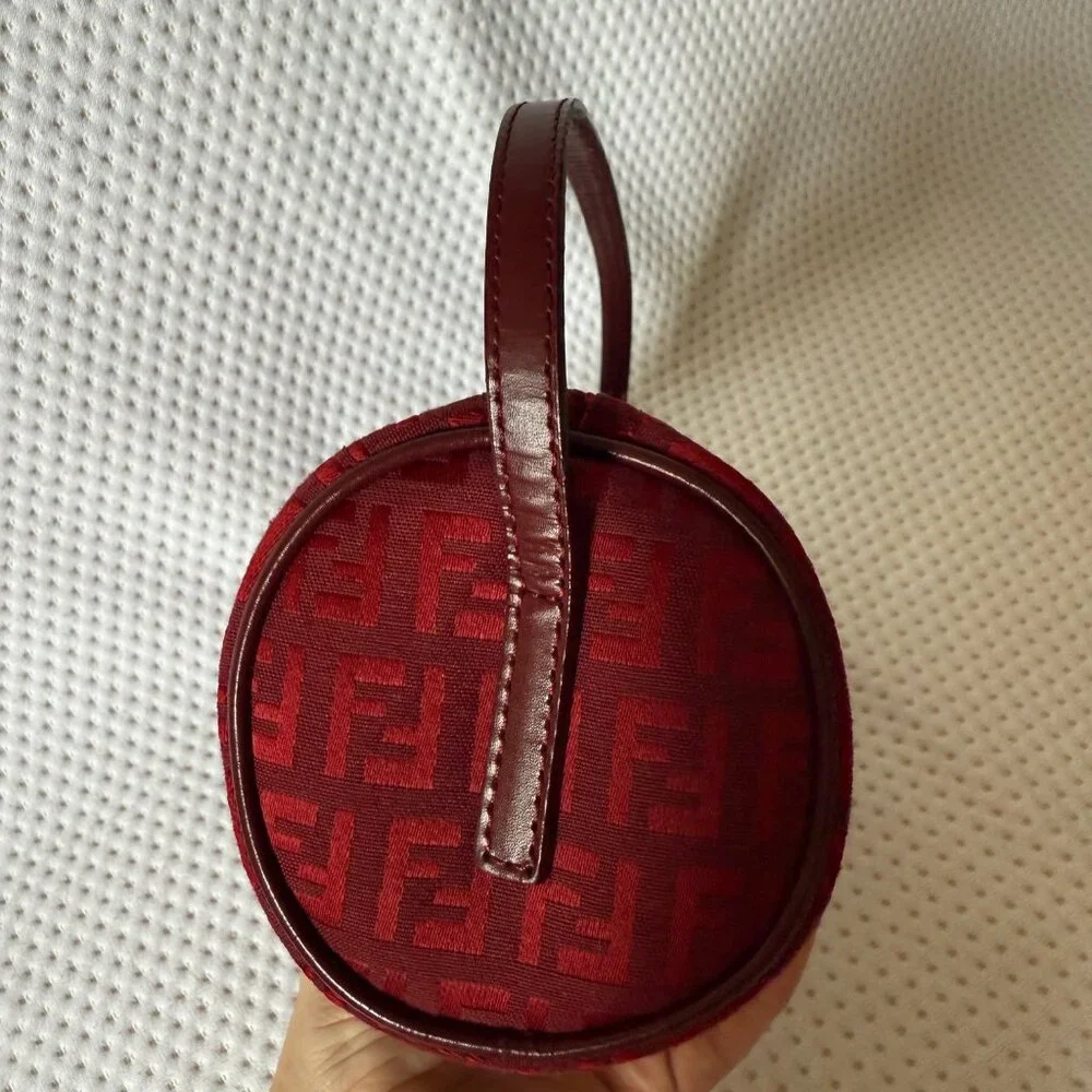 SOLD Rare FENDI Zucchino Barrel Pochette Red - Picture 10 of 12